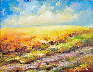 Die K&uuml;nstlerin Tosca Zaprianova, Irgendwo im Feld, 35/27 cm., Oil, Preis: EUR 150